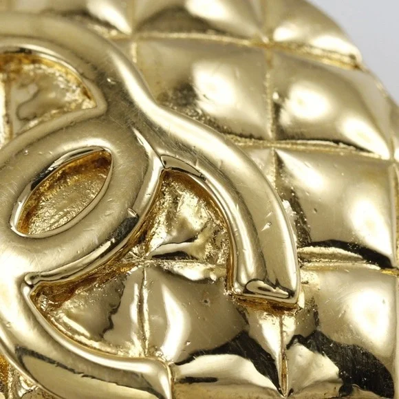 CHANEL Authentic Gold Logo Earrings - Picture 5 of 9